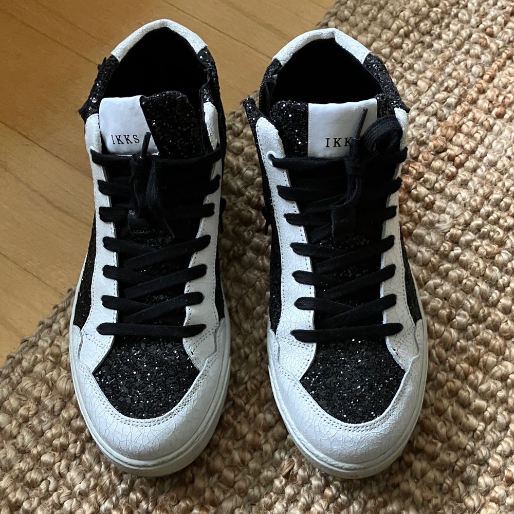 IKKS women Black glitter and White Sneakers